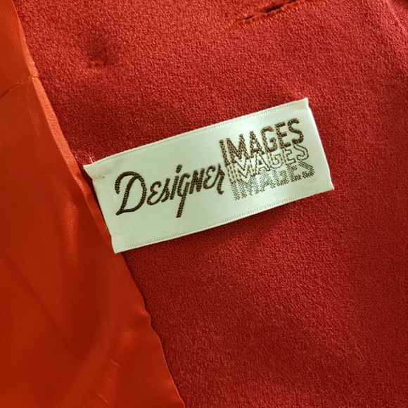 Bright Red with Black Floral Vintage Wool Coat - Picture 6 of 7